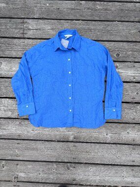 NWT H&M Women's Linen-blend Blue Button Down Shirt - Size X-Small